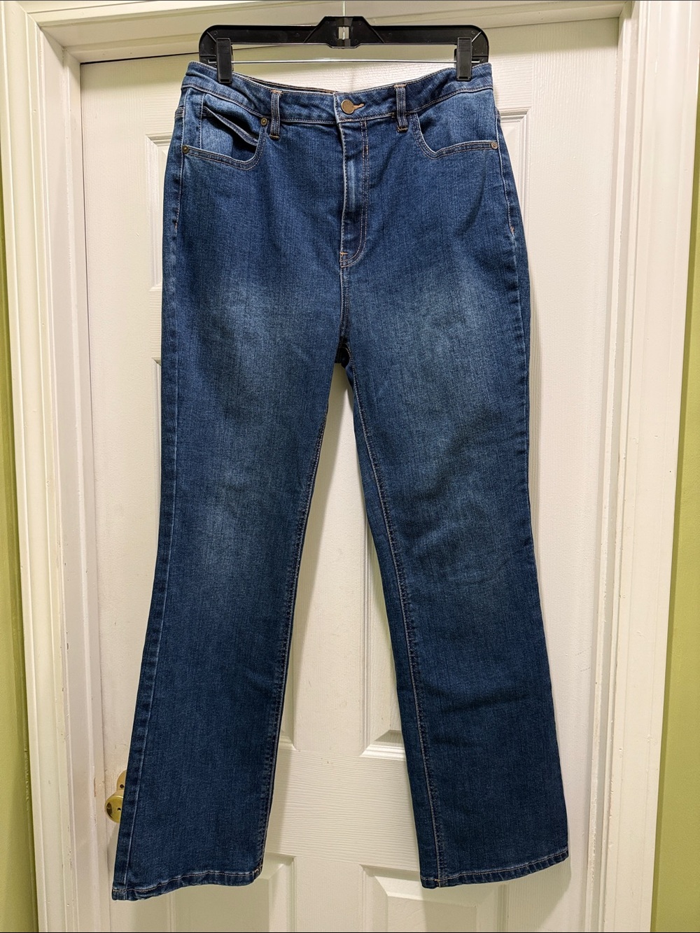 OAT New York Size 12 High Rise Stretch Bootcut Jeans Blue Wash
